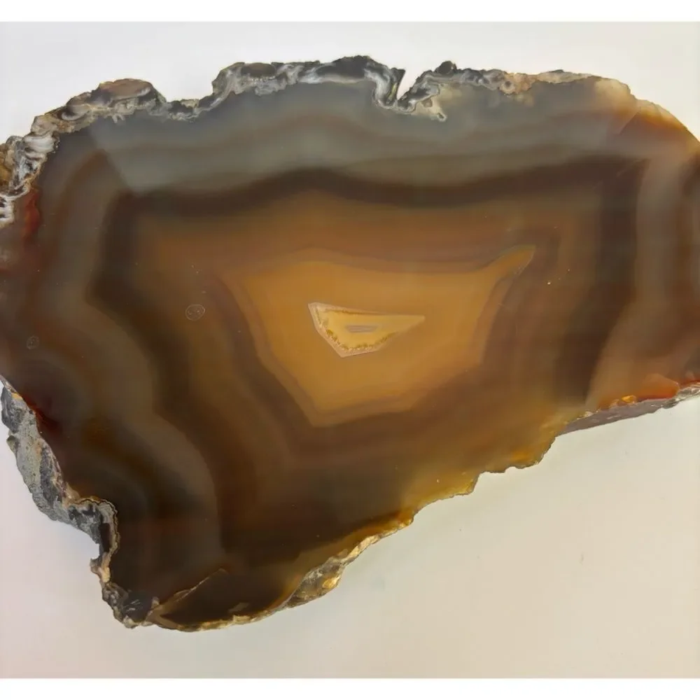 Vintage West Elm Natural Agate Slice Paperweight / Candle Holder